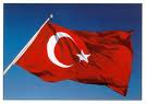 Bandera de Turqu&iacute;a ondeando contra un cielo azul despejado, mostrando una luna creciente y una estrella blanca.