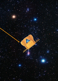 Imagen de un artefacto dorado con forma de libro o comp&aacute;s, flotando en el espacio profundo entre estrellas y constelaciones del Mazzaroth.