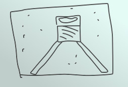 Dibujo lineal de una constelaci&oacute;n en el Mazzaroth, mostrando un objeto en forma de &oacute;valo montado sobre un tr&iacute;pode, bajo un cielo estrellado.